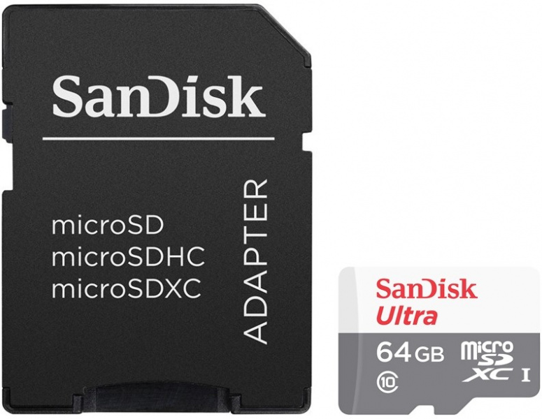 Карта памяти SanDisk Ultra microSDXC 64GB Class 10 UHS-I (48MB/s) + ADP фото 1