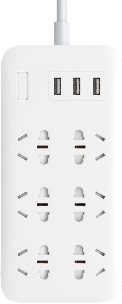Удлинитель Xiaomi Mi Power Strip 6 розеток и 3 USB порт, белый фото 1